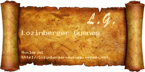 Lozinberger Gyenes névjegykártya